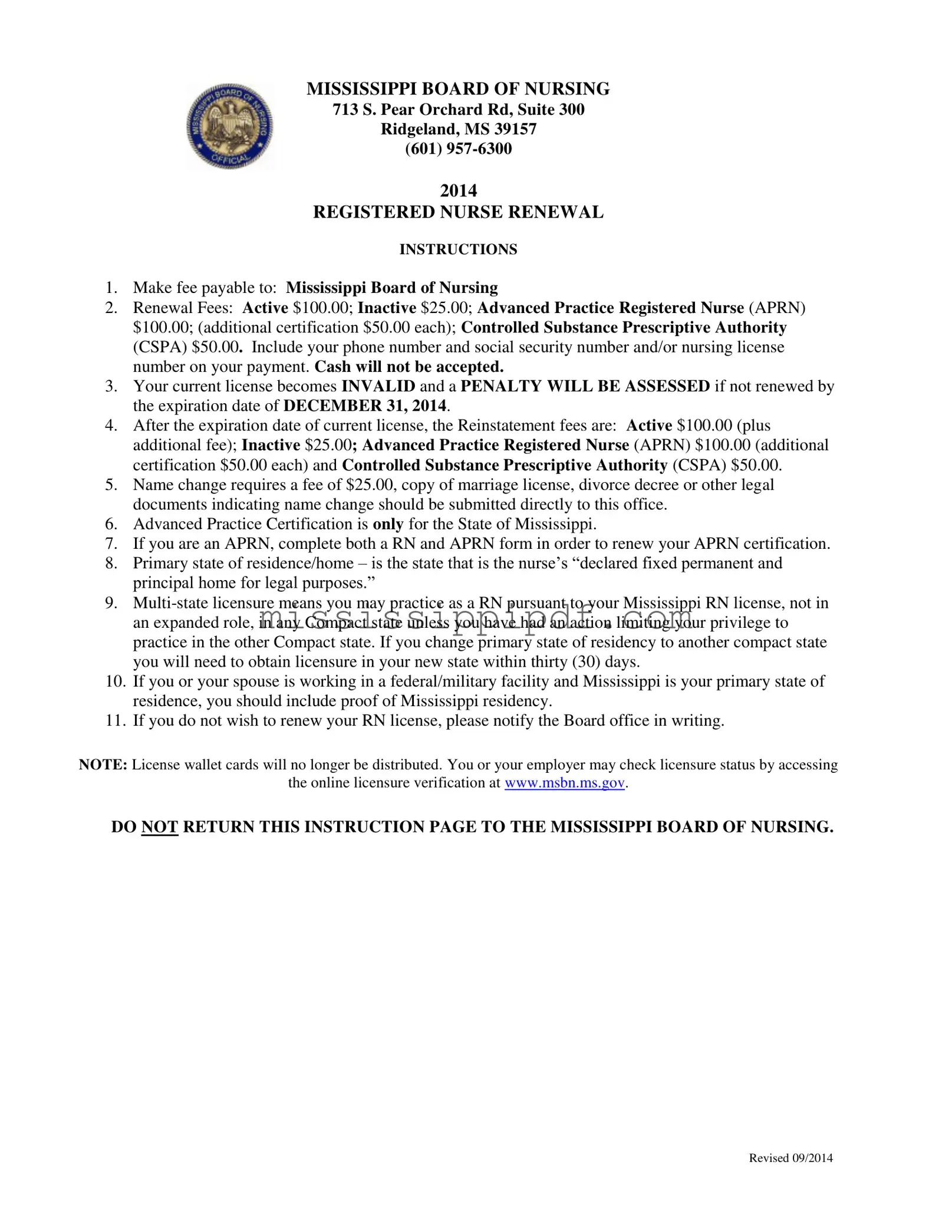 Get Mississippi Nurse Renewal Form