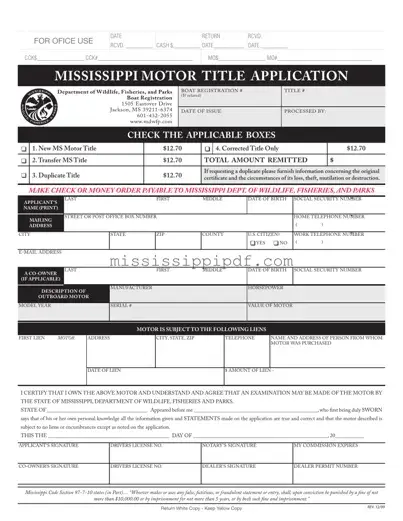Get Certificate Of Title For Mississippi Form