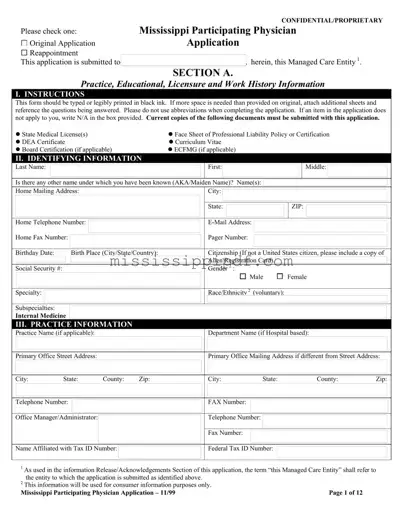 Get Mississippi Participating Application Form